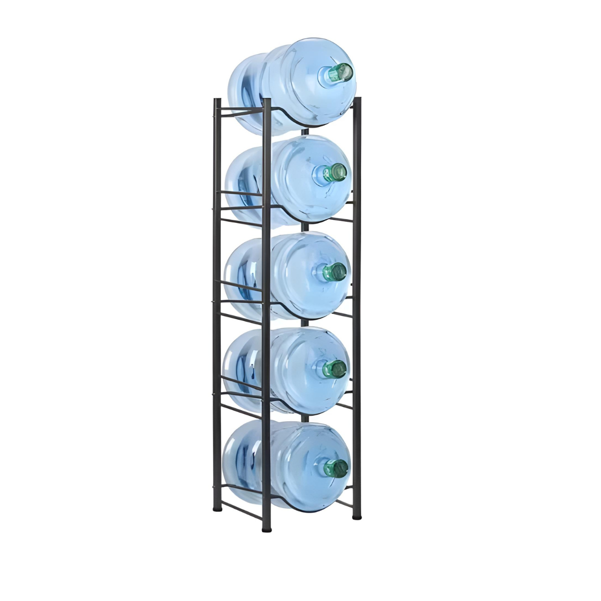 Rack Metálico Negro para 5 Bidones de Agua – Organizador Compacto y Resistente
