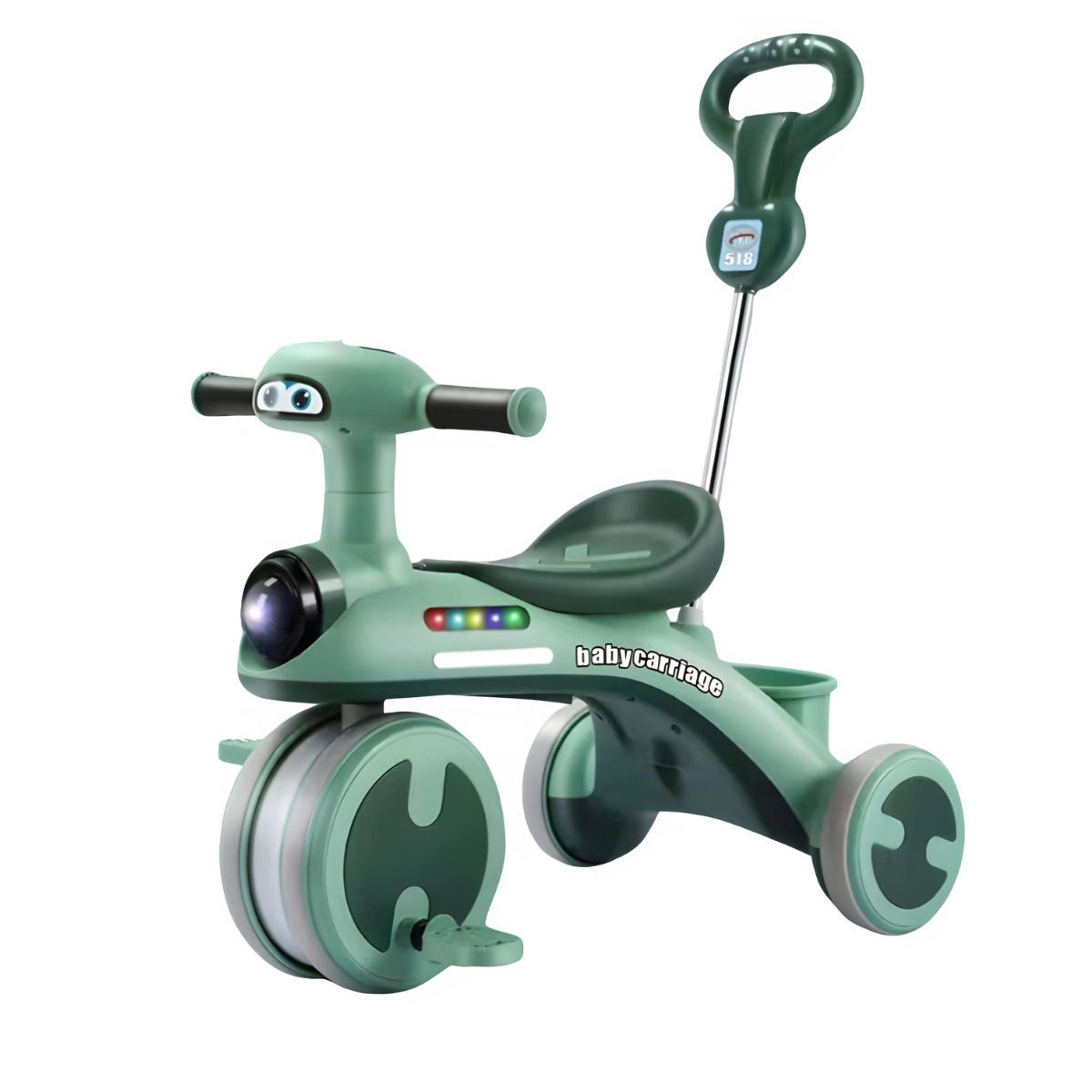 Triciclo Infantil con Empujador, Luces y Sonido – Ergonómico y Seguro