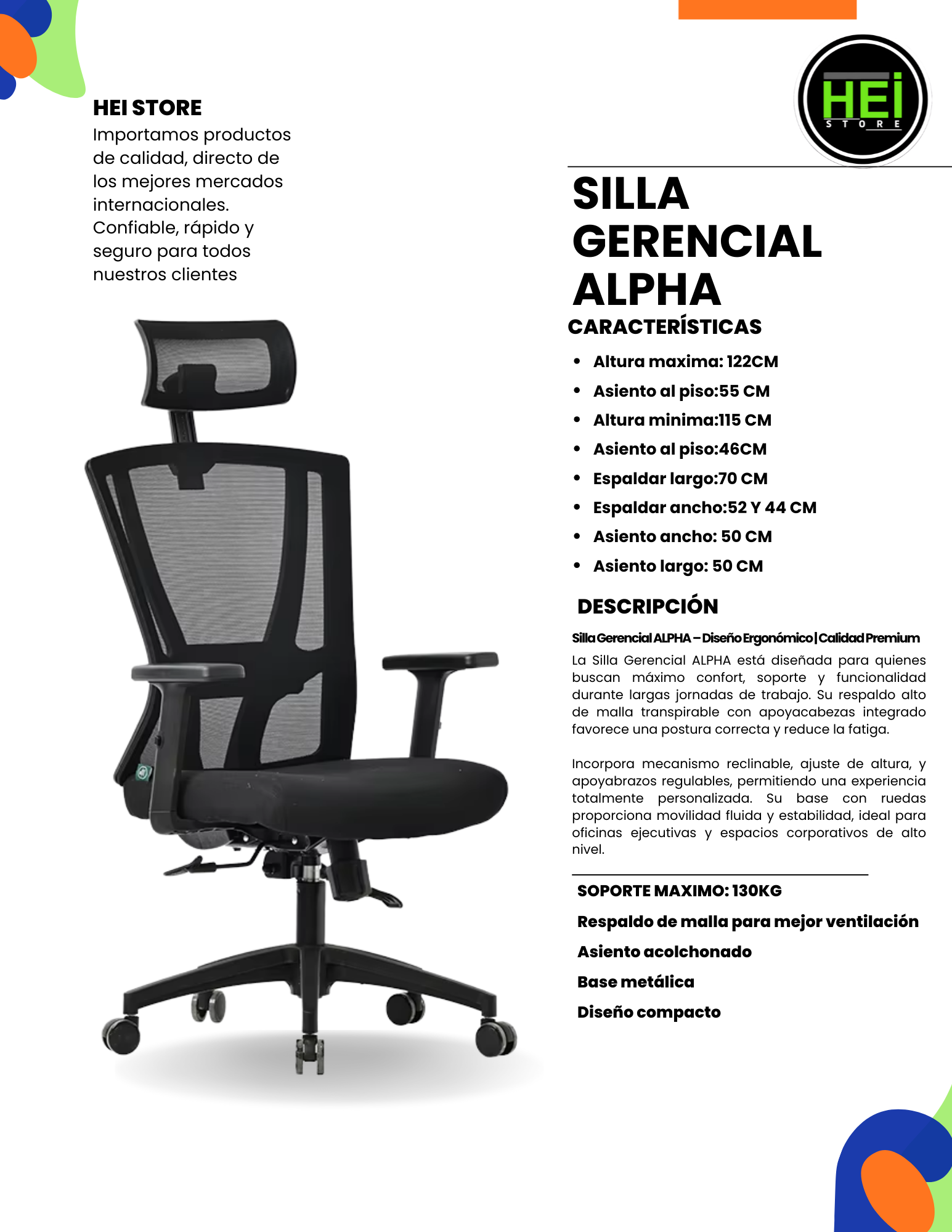 SILLA GERENCIAL MODELO ALPHA ALP-06