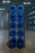 Rack Metálico Plateado Estante para 10 Bidones de Agua – Organizador de Alta Resistencia