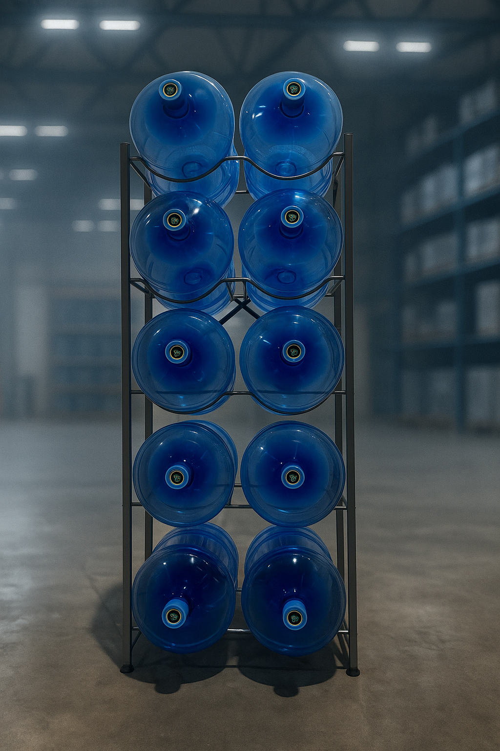 Rack Metálico Plateado Estante para 10 Bidones de Agua – Organizador de Alta Resistencia