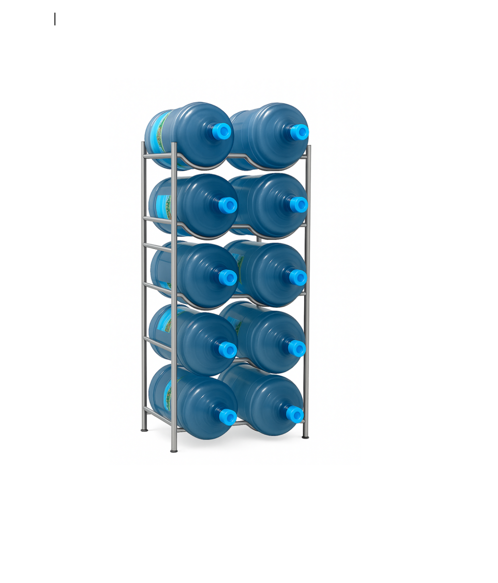 Rack Metálico Plateado Estante para 10 Bidones de Agua – Organizador de Alta Resistencia