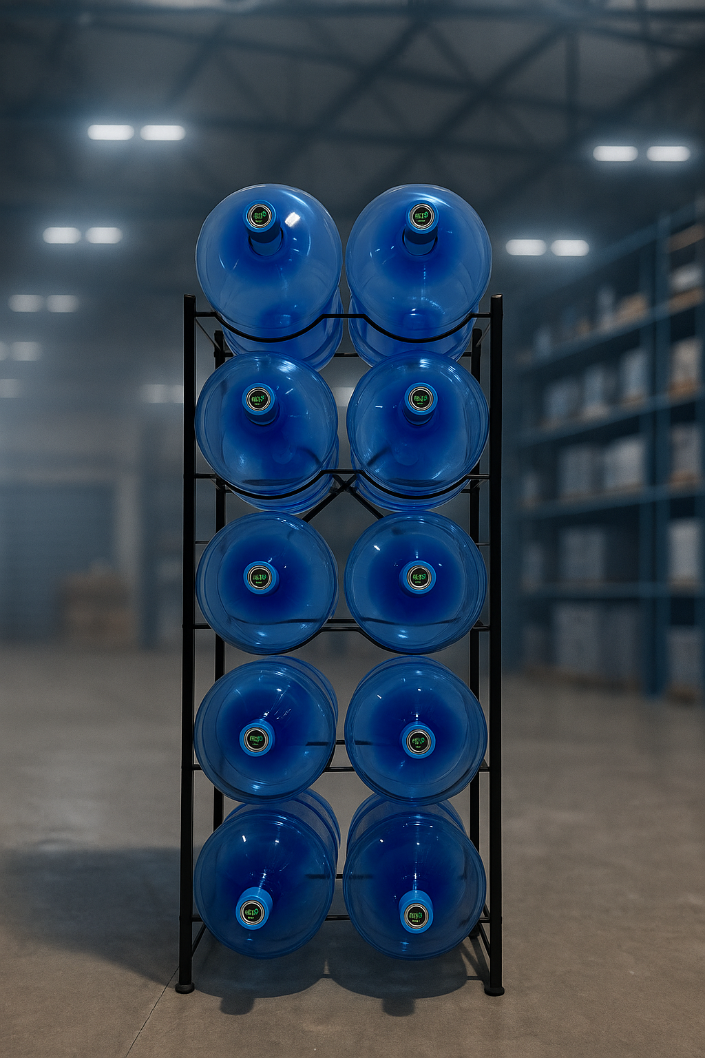 Rack Metálico Plateado Estante para 10 Bidones de Agua – Organizador de Alta Resistencia