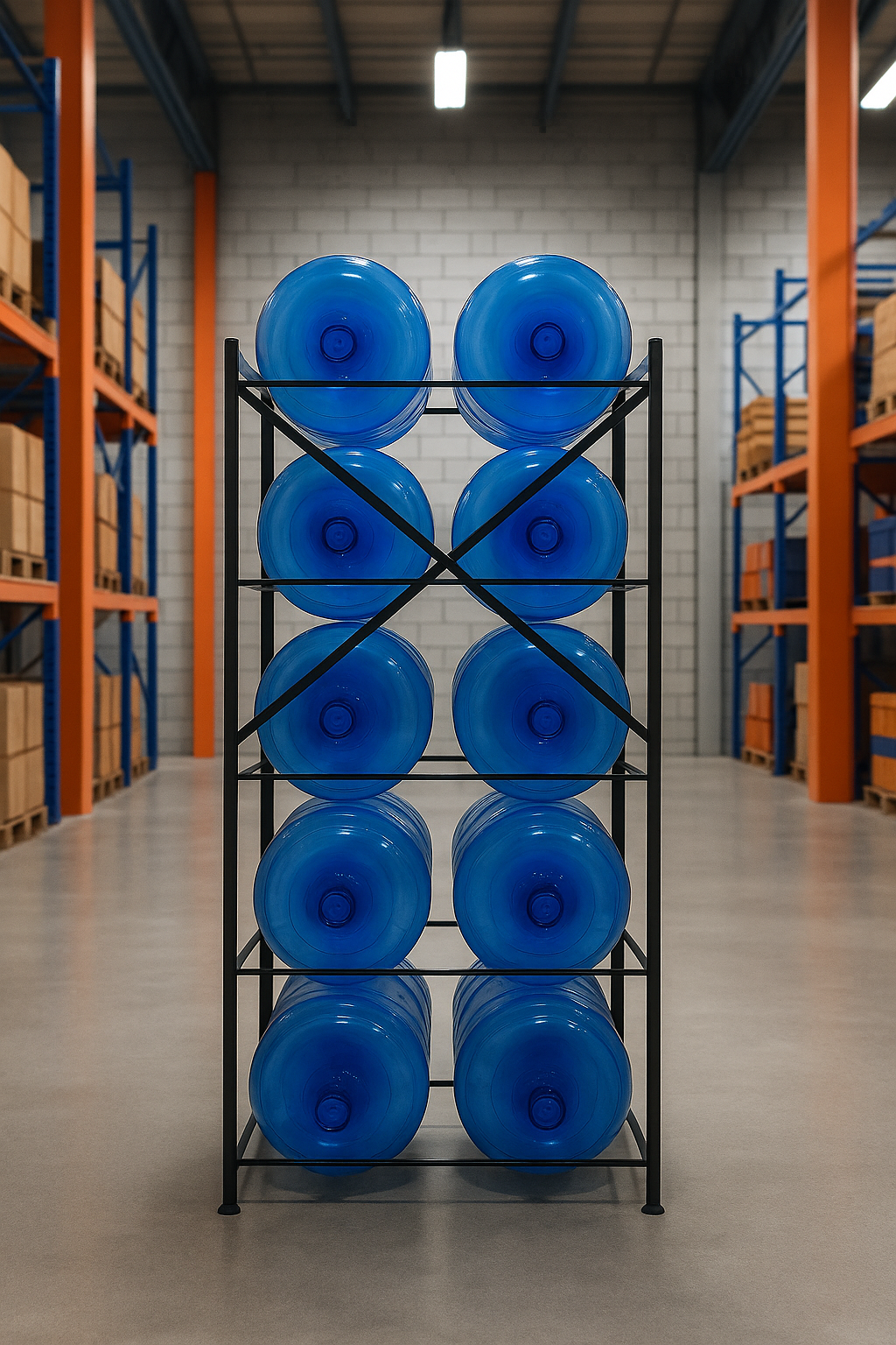 Rack Metálico Plateado Estante para 10 Bidones de Agua – Organizador de Alta Resistencia