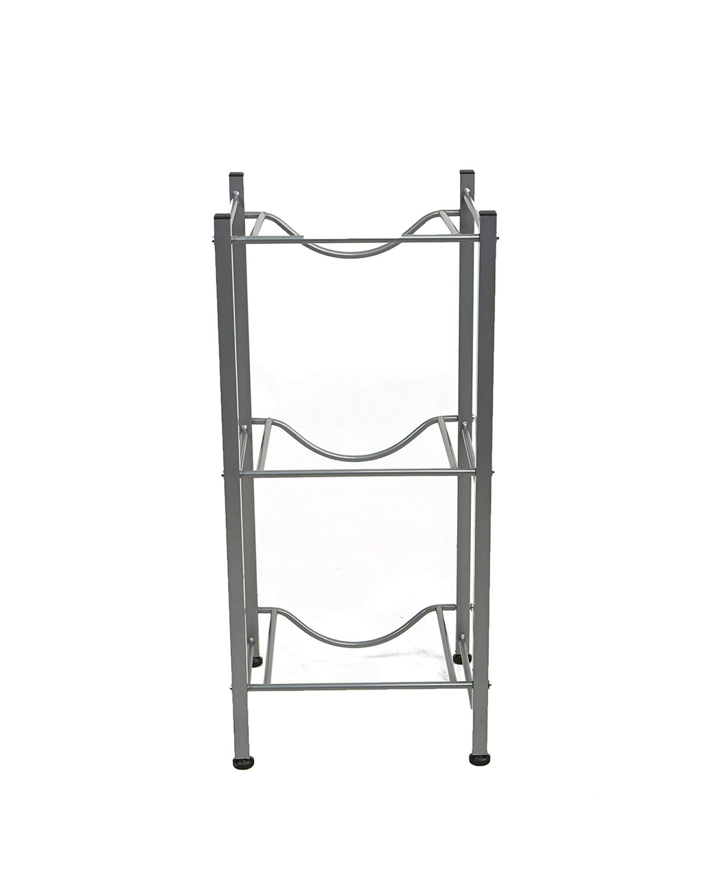 Rack Metálico Plateado para 3 Bidones de Agua – Organizador Compacto y Resistente