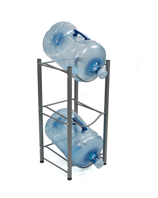 Rack Metálico Plateado para 3 Bidones de Agua – Organizador Compacto y Resistente