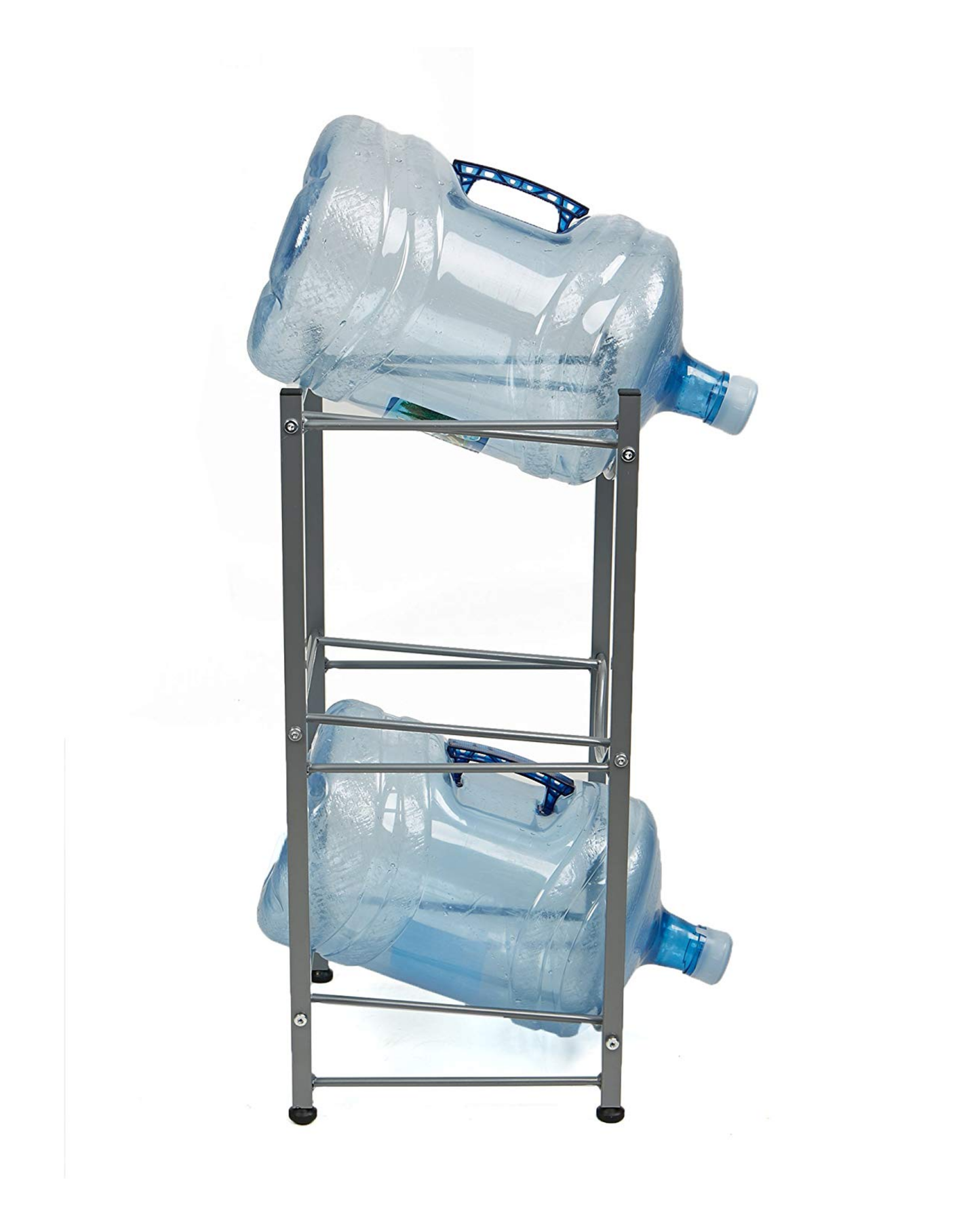 Rack Metálico Plateado para 3 Bidones de Agua – Organizador Compacto y Resistente