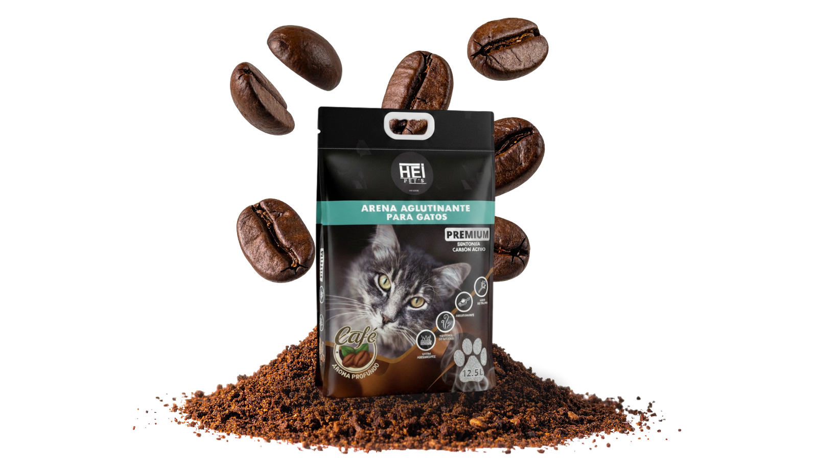 10KG Arena Aglutinante Para Gatos Aroma Café