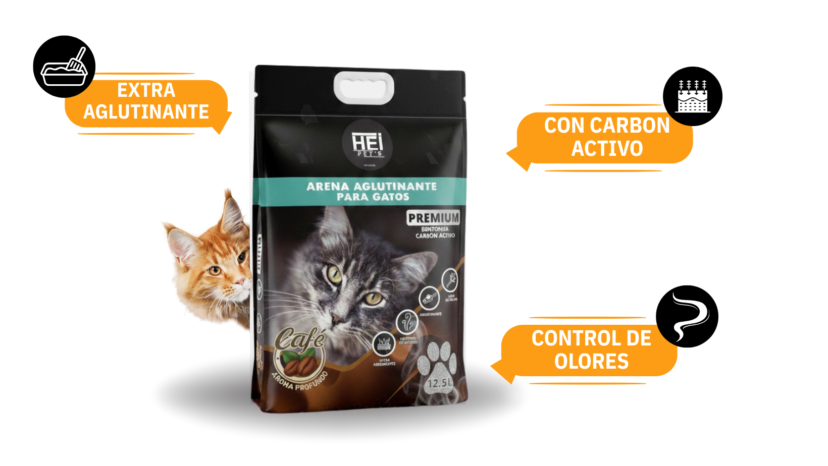 10KG Arena Aglutinante Para Gatos Aroma Café