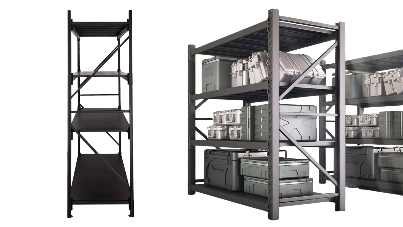 Rack metálico Compacto 200x150x50cm – 600KG  L150D Negro