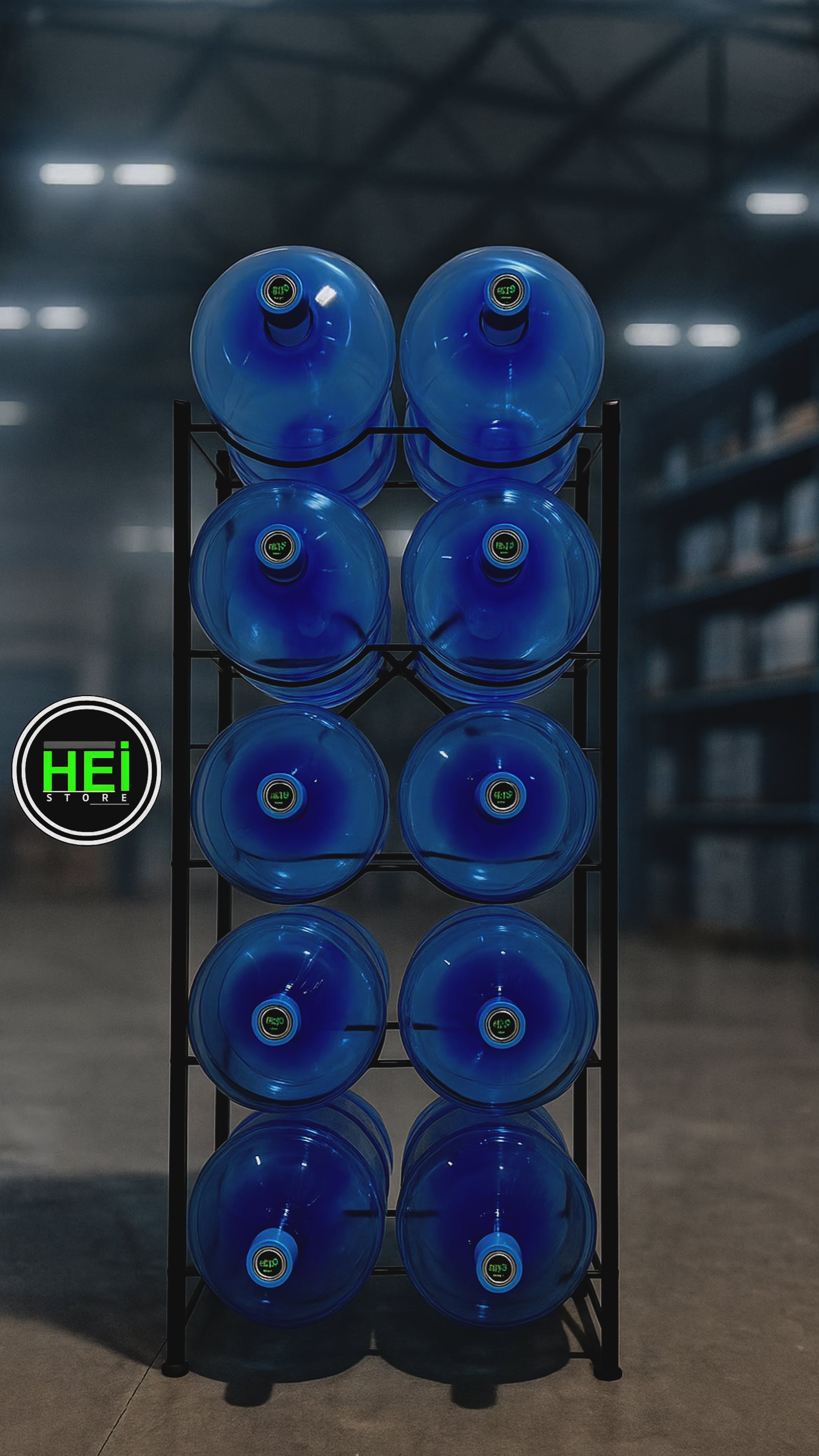 Rack Metálico Plateado Estante para 10 Bidones de Agua – Organizador de Alta Resistencia