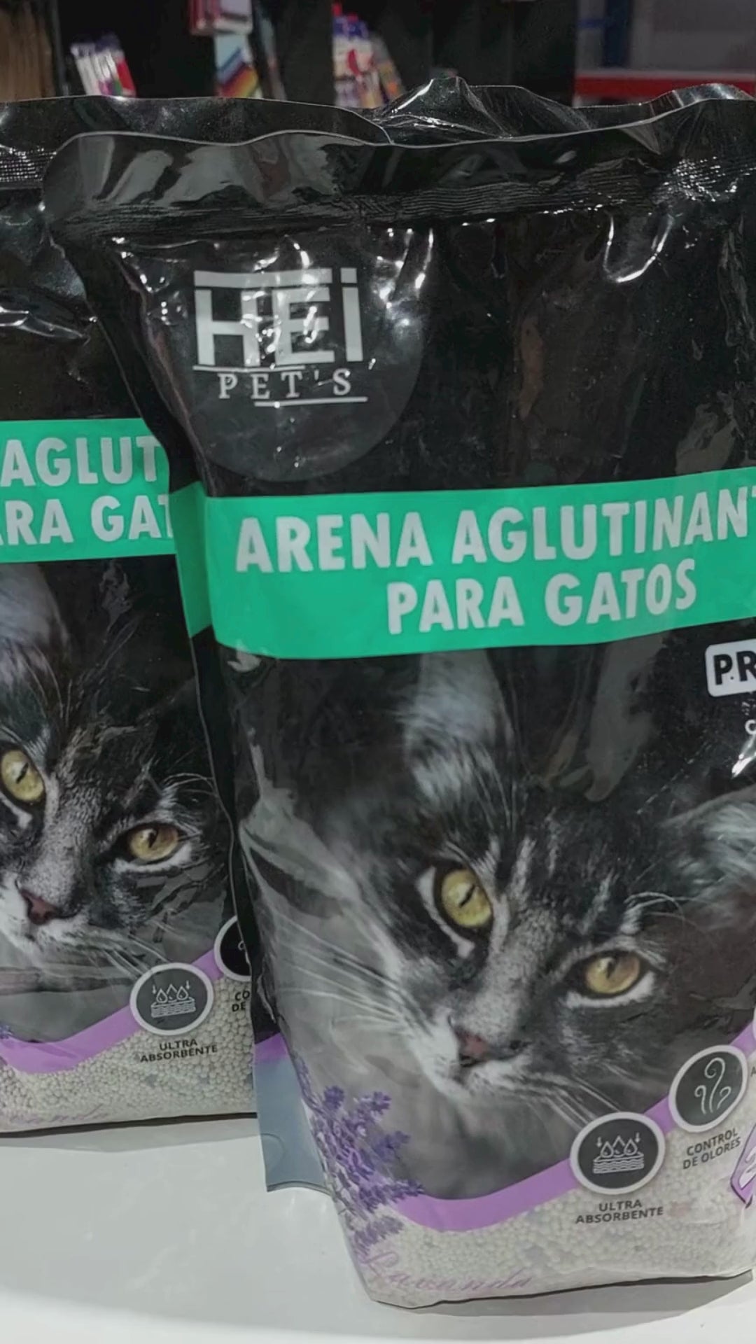 Arena Aglutinante para Gatos Lavanda Hei Pets – Bentonita Premium 2KG