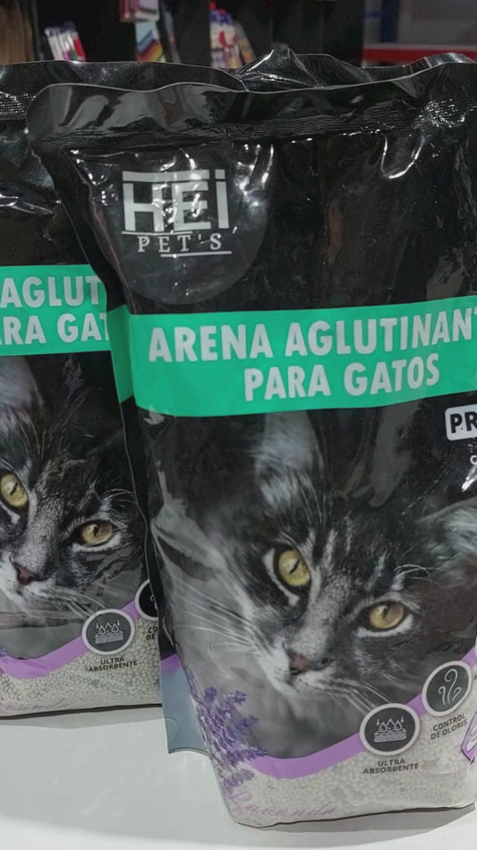 Arena Aglutinante para Gatos Lavanda Hei Pets – Bentonita Premium 2KG